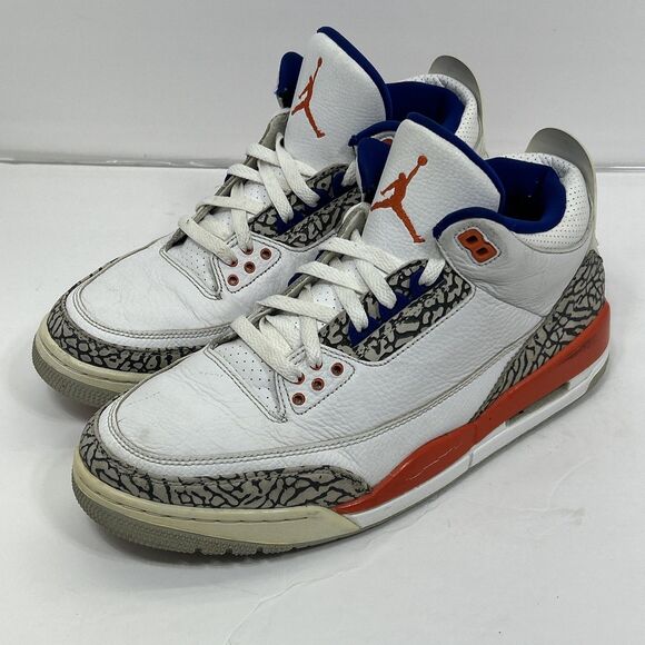 Nike Air Jordan 3 Retro Knicks Men's Size 10.5 136064-148 Sneaker White Orange - Picture 3 of 16